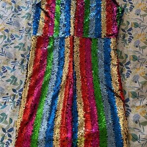 Fashion Nova Sequin Striped Midi Dress - Multicolor